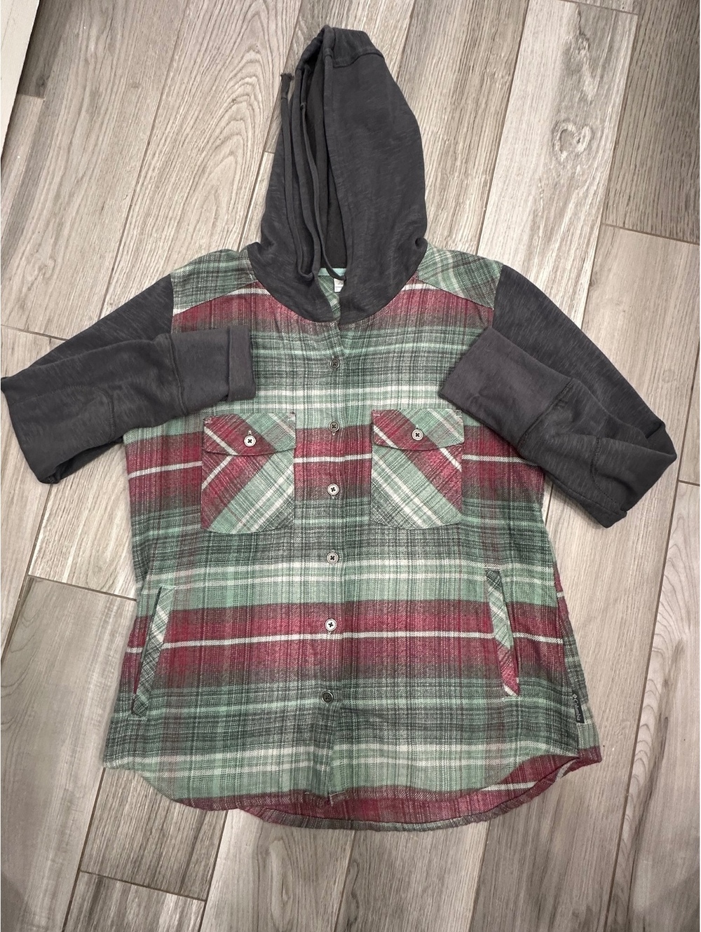 Columbia Sportwear Company Hooded Plaid Button-Up Shirt Jacket